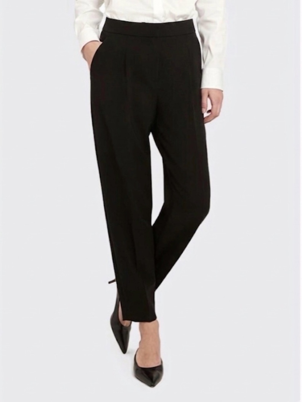Theory Sash Tie Pants Drape Trousers Pleated Minimalist Old Money Black Size 2